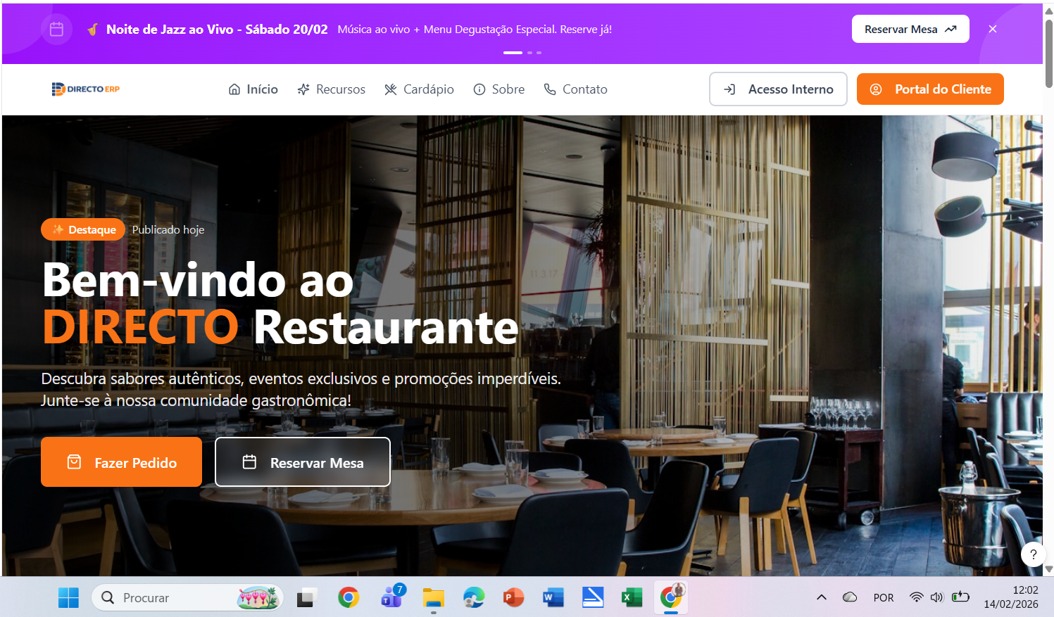 Sistema de gestão de restaurante